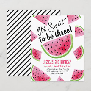 Papier Sweet to Be Three Melon Anniversaire Invitation