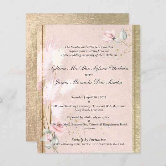 Papier Syltina Custom 5c Luxe Pampas Rose Grass (Devant / Derrière)