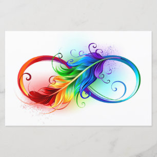 Papier Symbole d'infini avec plume arc-en-ciel