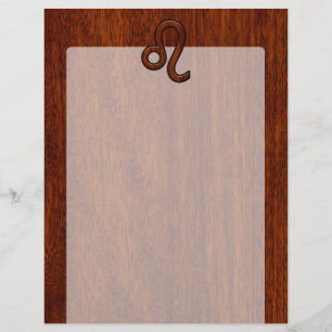 Papier Symbole Leo Zodiac en bois de mahogany
