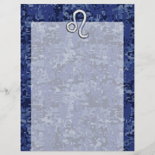 Papier Symbole Leo Zodiac sur la Camo numérique bleu mari
