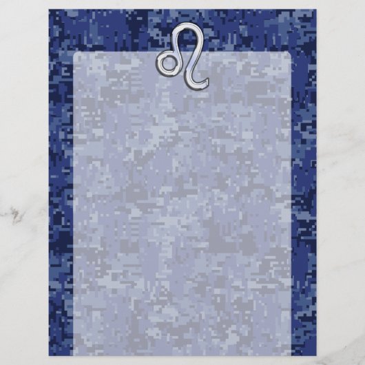 Papier Symbole Leo Zodiac sur la Camo numérique bleu mari (Devant)