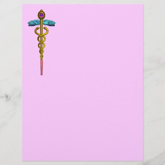 PAPIER SYMBOLE MÉDICALE OR CADUCEUS (Devant)