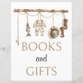 Papier Symbole rustique de livres et cadeaux de pêche 8x1 (Devant)