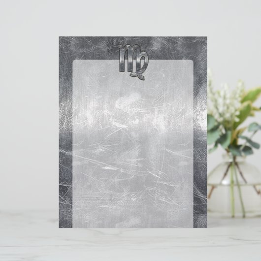 Papier Symbole Virgo Zodiac Grunge Argent Style désaffect (Debout devant)