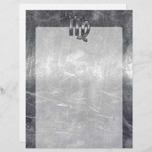 Papier Symbole Virgo Zodiac Grunge Argent Style désaffect (Devant / Derrière)