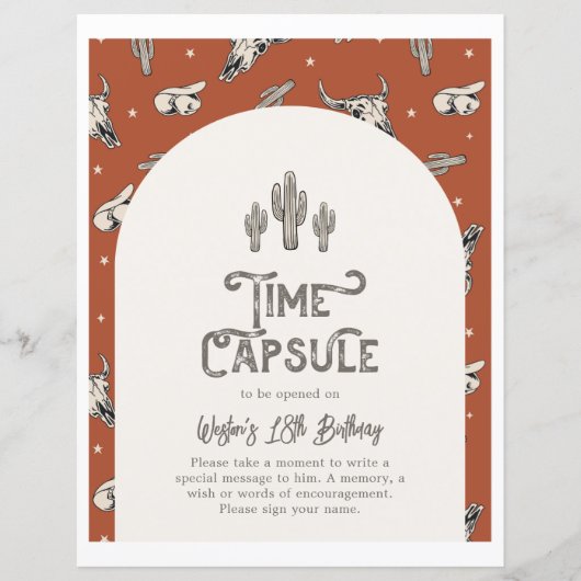 Papier Symbole Wild West Birthday Time Capsule (Devant)