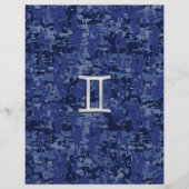 Papier SYMBOLE Zodiaque Gemini Camouflage numérique bleu (Devant)