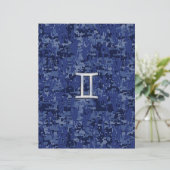 Papier SYMBOLE Zodiaque Gemini Camouflage numérique bleu (Debout devant)