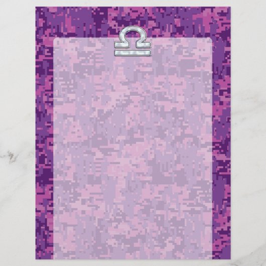 Papier SYMBOLE Zodiaque Libra Camo numérique rose Fuchsia (Devant)