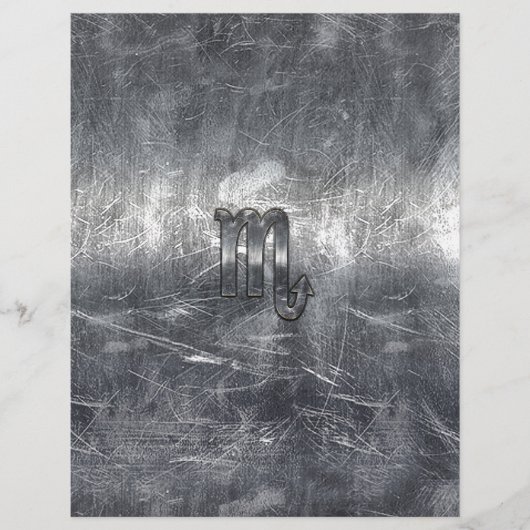 Papier Symbole Zodiaque Scorpio Argent Style Métal Déchir (Devant)