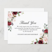 Papier Sympathie BUDGÉTAIRE Rouge Rose Floral Merci Note (Devant / Derrière)