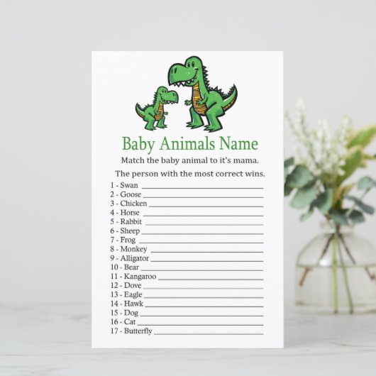 Papier T-rex Bébé Animaux Nom Jeu (Debout devant)