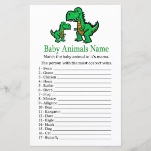 Papier T-rex Bébé Animaux Nom Jeu