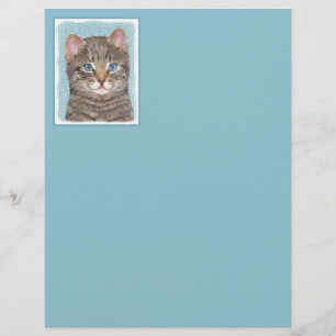 Papier Tabby Gris Peinture Chat - Cute Original Art Chat