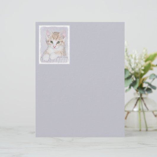 Papier Tabby Orange Kitten Peinture - Art Chat original (Debout devant)