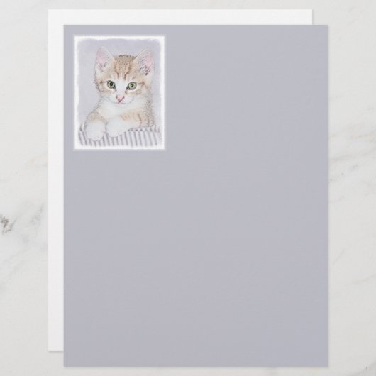 Papier Tabby Orange Kitten Peinture - Art Chat original (Devant / Derrière)
