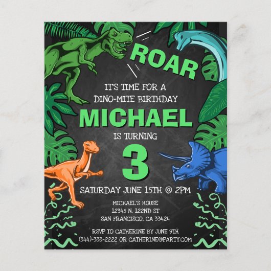 Papier Tableau de bord budgétaire Dinosaur Anniversaire d (Devant)