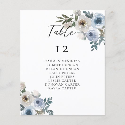 Papier Tableau de Mariage bleu Dusty Budget (Dos)