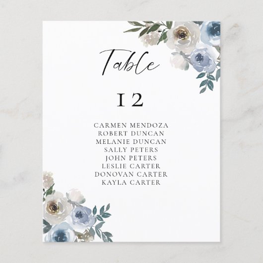 Papier Tableau de Mariage bleu Dusty Budget (Devant)