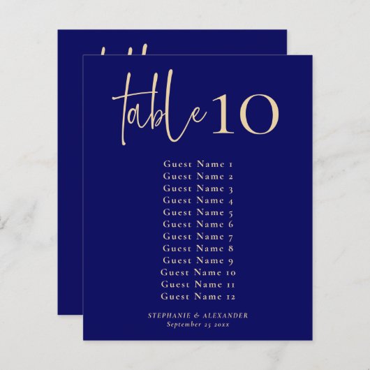 PAPIER Tableau de numéros de table et de plan de t (Devant / Derrière)