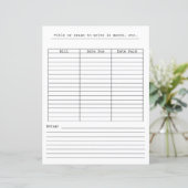 Papier Tableau de paiement mensuel des factures sur la pa (Debout devant)