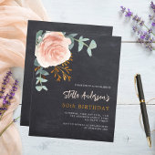 Papier Tableau noir gris rose fleur d'anniversaire