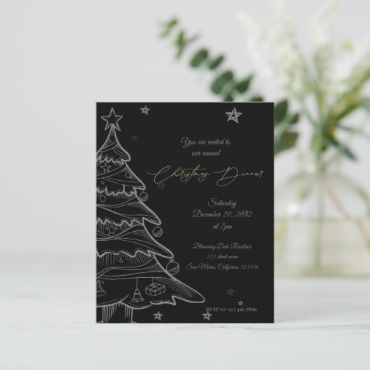 Papier Tableau noir moderne Invitation de Noël (Debout devant)