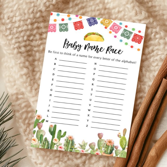 Papier Taco Bout Un Bébé Jeu de Noms de Bébé Fiesta (Fiesta Cactus Baby Shower Baby Name Race Game)