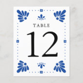Papier Talavera Mariage mexicain Numéro de table (Dos)