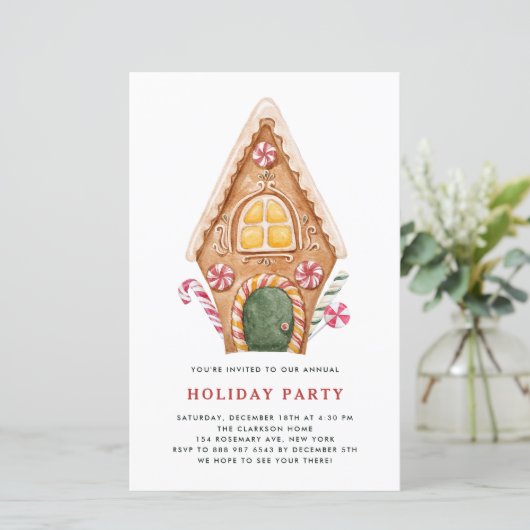 Papier Tall Gingerbread House Fête Invitation (Debout devant)