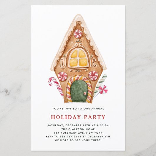 Papier Tall Gingerbread House Fête Invitation (Devant)