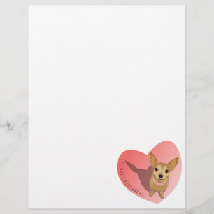 Papier Tan Chihuahua in diamond pink collar en heart