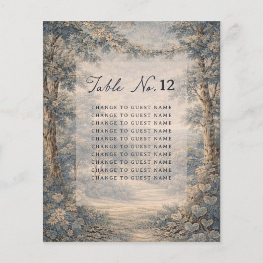 Papier Tapestry Blue Toile wedding table seating chart (Dos)