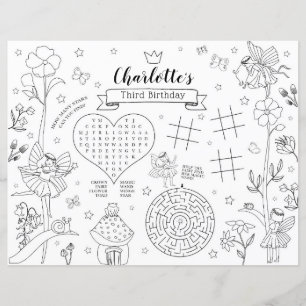 Papier Tapis de coloriage pour fête d'anniversaire fée