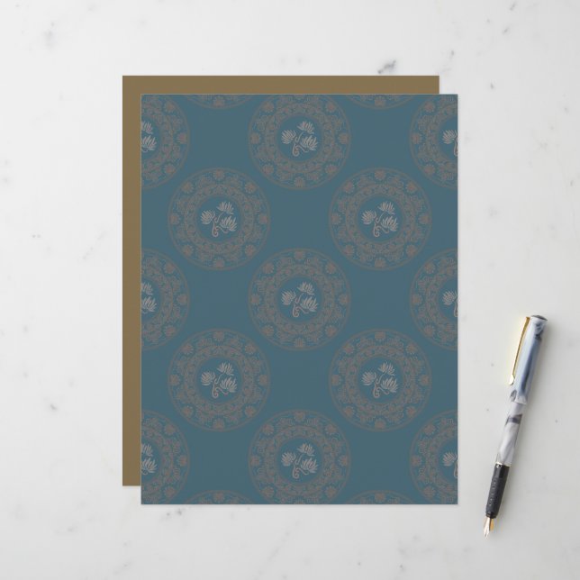 Papier Tapisserie d'or Rococo Polka Dot Mandala Scrapbook (Devant/Arrière en situation)