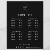 Papier Tarif Formel Minimaliste Noir (Devant)