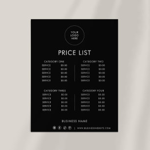 Papier Tarif Formel Minimaliste Noir