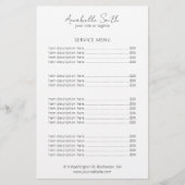 Papier Tarif minimaliste simple et élégant (Devant)