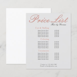 Papier Tarif Salon, spa, salon de beauté éditable