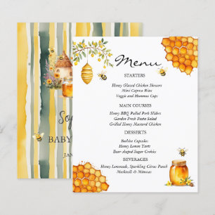 Papier Tarjeta de menú Baby shower Bee Honey Bear