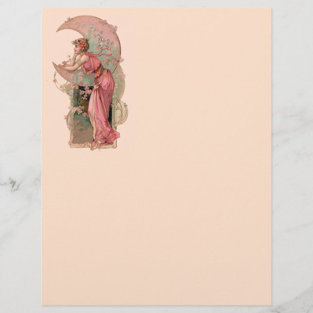 PAPIER TAROTS/ LADY DE LA LUNE, FLEURS EN MONOGRAMME ROSE (Devant)