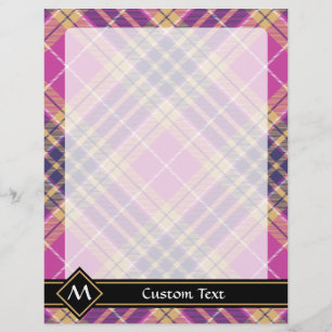 Papier Tartan rose, or et bleu