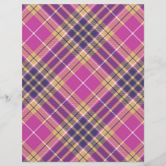 Papier Tartan rose, or et bleu (Dos)