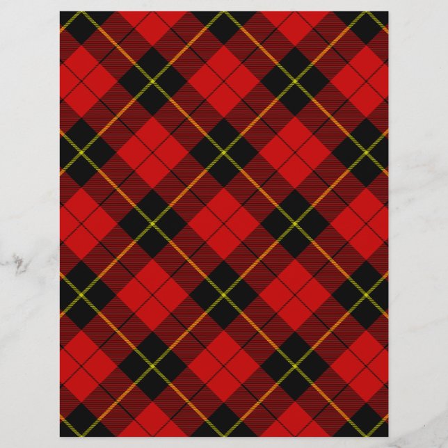 Papier Tartan Wallace rouge noir carreaux (Devant)