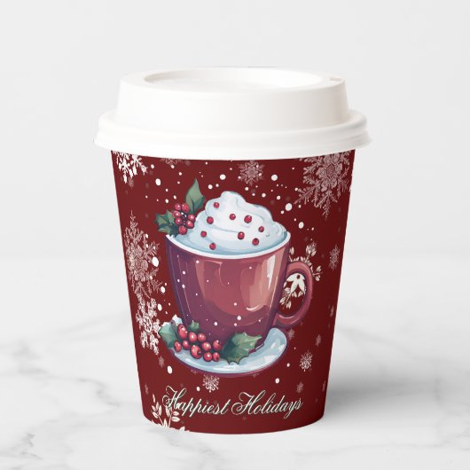 Papier Tasse de chocolat chaud de Noël | Gobelets en papi (Recto)