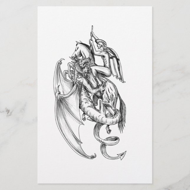 Papier Tatouage de dragon St George Slay (Devant)