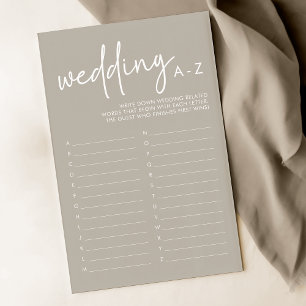 Papier Taupe Minimaliste Fête des mariées Mariage A-Z Jeu
