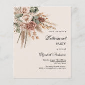 Papier Taupe rose pampas de retraite invitation (Devant)
