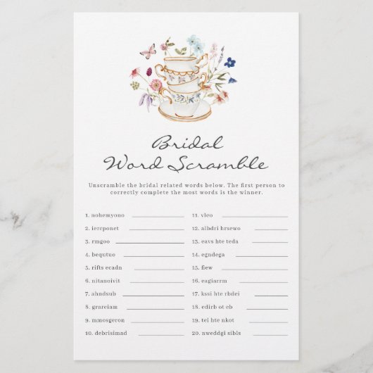 Papier Tea Bride mot jeu de course (Devant)